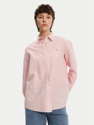 Tommy Jeans Koszula DW0DW20292 Różowy Relaxed Fit. Czerwone koszule damskie Tommy Jeans, m, bez wzorów, z bawełny, bez kołnierzyka, bez ramiączek. Za 259.99 zł.