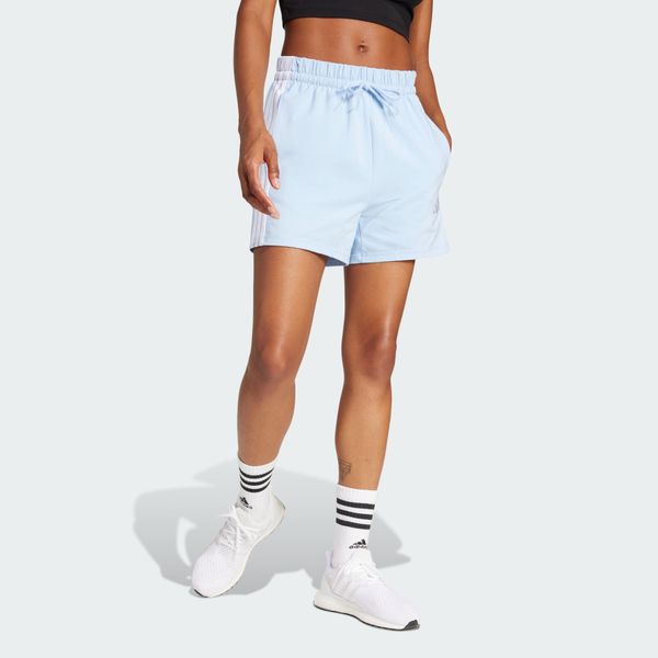 Szorty Essentials 3-Stripes Cotton. Białe spodenki sportowe damskie Adidas, xl, bez wzorów, z bawełny, z standardowym stanem, na fitness i siłownię. Za 129.00 zł.