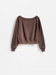 Gładka bluza z modalem - brązowy. Brązowe bluzy damskie Reserved, l, bez wzorów, z dzianiny, bez kaptura. Za 119.99 zł.