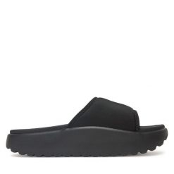 Klapki Tommy Jeans. Czarne klapki damskie Tommy Jeans, bez wzorów, z jeansu, bez obcasa, bez zapięcia. Za 199.99 zł.