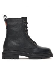 Tommy Hilfiger Trzewiki Th Plaque Pebble Lace Boot Warm FW0FW08767 Czarny. Czarne botki damskie Tommy Hilfiger, ze skóry, bez obcasa, na płaskiej podeszwie, bez zapięcia. Za 599.99 zł.