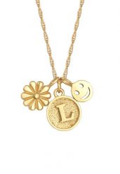 Elli Damski wisiorek Kwiatowy Uśmiechnięty Dysk Litera L w srebrze próby 925 Sterling Silver Naszyjniki 1 ct. Szare naszyjniki damskie Elli, srebrne. Za 190.39 zł.
