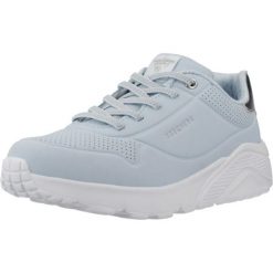 Buty SKECHERS UNO LITE-METALLIC MO Niebieski. Niebieskie obuwie trekkingowe damskie Skechers, z materiału, bez zapięcia. Za 188.99 zł.