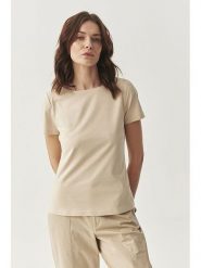 TATUUM Koszulka "Mikaja" w kolorze beżowym rozmiar: S. Brązowe bluzki damskie TATUUM, s, bez wzorów, z bawełny, bez kołnierzyka, bez ramiączek. Za 92.64 zł.