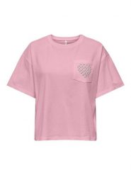 ONLY Koszulka "Terza" w kolorze jasnoróżowym rozmiar: M. Różowe bluzki damskie Only, m, bez wzorów, z bawełny, bez kołnierzyka, bez ramiączek. Za 60.99 zł.