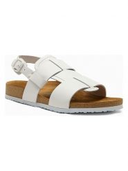 Comfortfusse Skórzane sandały "Likya" w kolorze białym rozmiar: 44. Białe sandały damskie Comfortfüße, bez wzorów, z materiału, z otwartym noskiem, bez obcasa, bez zapięcia. Za 252.99 zł.