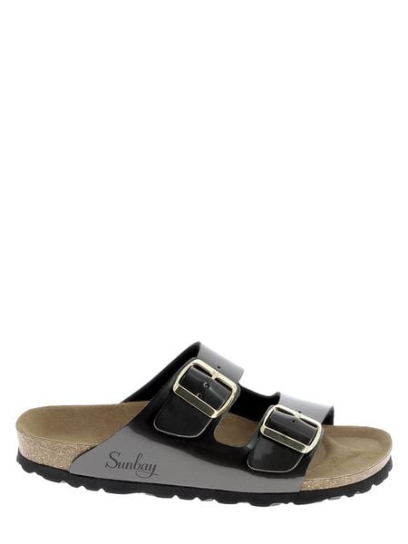 Sunbay Klapki "Trefle" w kolorze czarnym rozmiar: 40. Czarne klapki damskie Sunbay, bez wzorów, z otwartym noskiem, bez obcasa, bez zapięcia. Za 136.45 zł.