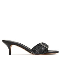 Klapki Coach. Czarne klapki damskie Coach, bez wzorów, bez obcasa, bez zapięcia. Za 889.99 zł.