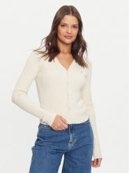 Tommy Jeans Kardigan Essential DW0DW18682 Brązowy Slim Fit. Brązowe kardigany damskie Tommy Jeans, xs, bez wzorów, z jeansu. Za 409.99 zł.
