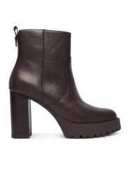 PINKO Botki Clara 01 SD0577P001 Brązowy. Brązowe botki damskie Pinko, ze skóry, bez obcasa, na słupku, bez zapięcia. Za 1,399.00 zł.
