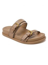 Sixth Sens Klapki w kolorze beżowym rozmiar: 37. Brązowe klapki damskie Sixth Sens, bez wzorów, z otwartym noskiem, bez obcasa, bez zapięcia. Za 100.99 zł.