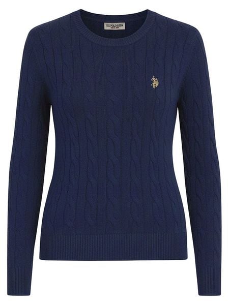 U.S. Polo Assn. Sweter w kolorze granatowym rozmiar: L. Niebieskie swetry klasyczne damskie U.S. Polo Assn., l, z bawełny, bez kołnierzyka. Za 166.10 zł.