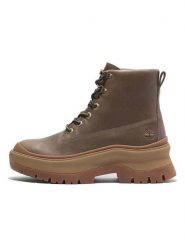 Timberland Skórzane kozaki zimowe "Roxie Lane" w kolorze ciemnobrązowym rozmiar: 38,5. Brązowe kozaki damskie Timberland, na zimę, bez obcasa, bez zapięcia. Za 433.83 zł.