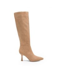 Nine West Kozaki MAIDA ZL23003-2CC Beżowy. Brązowe kozaki damskie Nine West, z materiału, bez obcasa, na szpilce, bez zapięcia. Za 329.99 zł.