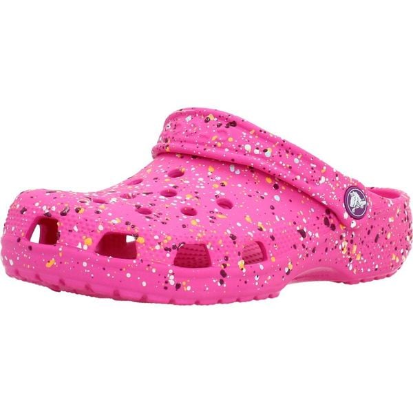 Sandały CROCS CLASSIC PAINT SPLATT Rose. Czerwone sandały damskie Crocs, bez wzorów, z syntetyku, bez obcasa, bez zapięcia. Za 243.99 zł.