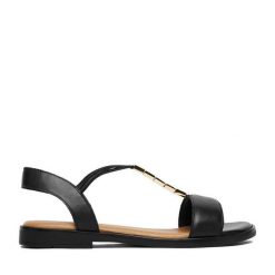 Sandały Lasocki. Czarne sandały damskie Lasocki, bez wzorów, bez obcasa, na płaskiej podeszwie, bez zapięcia. Za 149.99 zł.