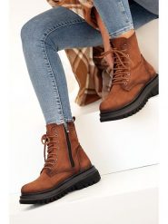 Gerois Trzewiki w kolorze jasnobrązowym rozmiar: 39. Brązowe botki damskie Gerois, z materiału, bez obcasa, na platformie, bez zapięcia. Za 236.06 zł.