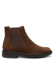Geox Sztyblety D Spherica Ec1 D16QRC 00022 C6006 Brązowy. Brązowe botki damskie Geox, ze skóry, bez obcasa, na płaskiej podeszwie, bez zapięcia. Za 509.99 zł.