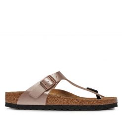 Japonki Birkenstock. Czerwone klapki damskie Birkenstock, bez wzorów, bez obcasa, bez zapięcia. Za 289.99 zł.