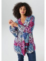 Aniston Bluzka w kolorze niebiesko-różowym rozmiar: 52. Niebieskie bluzki damskie Aniston, bez wzorów, z wiskozy, bez kołnierzyka, bez ramiączek. Za 95.99 zł.