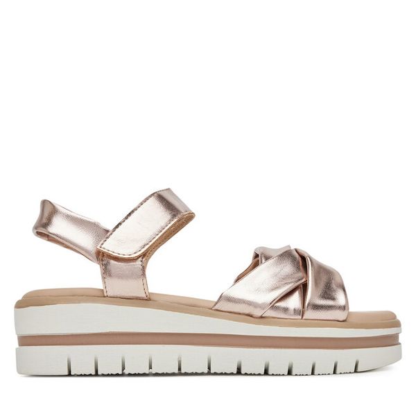 Sandały Clara Barson. Żółte sandały damskie Clara Barson, bez wzorów, bez obcasa, na koturnie, bez zapięcia. Za 119.99 zł.