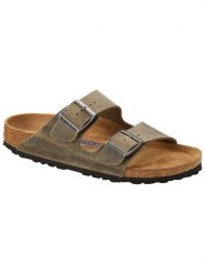 Birkenstock Skórzane klapki "Arizona" w kolorze khaki rozmiar: 43. Brązowe klapki damskie Birkenstock, bez wzorów, z otwartym noskiem, bez obcasa, bez zapięcia. Za 428.43 zł.
