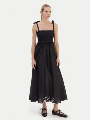 KARL LAGERFELD Sukienka letnia A2W46009 Czarny Regular Fit. Czarne sukienki damskie KARL LAGERFELD, bez wzorów, z bawełny, bez ramiączek. Za 829.99 zł.