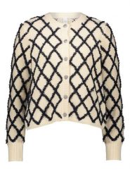 YAS Kardigan w kolorze kremowo-czarnym rozmiar: L. Brązowe kardigany damskie YAS, l, bez wzorów, z bawełny. Za 148.96 zł.