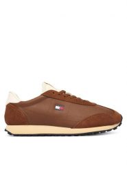 Tommy Jeans Sneakersy Retro Runner Archive Ltr EN0EN03097 Brązowy. Brązowe obuwie sportowe damskie Tommy Jeans, z jeansu, bez zapięcia. Za 449.99 zł.