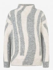 More & More Sweter w kolorze biało-szarym rozmiar: 38. Białe swetry klasyczne damskie More & More, bez kołnierzyka. Za 151.95 zł.