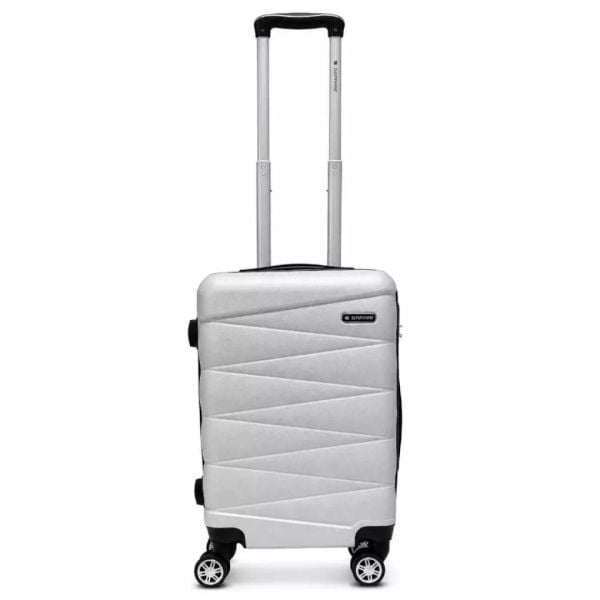 Walizka na kółkach Sapphire ST-2240 kabinowa srebrna - mała S DUO. Niebieskie walizki SAPPHIRE, bez wzorów, z gumy, małe. W wyprzedaży za 84.80 zł.