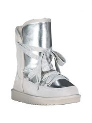 Geographical Norway Kozaki zimowe "Omondor" w kolorze srebrno-szarym rozmiar: 38. Szare kozaki damskie Geographical Norway, na zimę, z futra, bez obcasa, bez zapięcia. Za 198.10 zł.