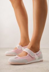 Różowe Tenisówki w Stylu Balerinek z Napisem Emitanela. Czerwone obuwie sportowe casual damskie Born2be, bez wzorów, z jeansu, bez zapięcia. Za 89.99 zł.