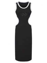 Liu Jo Sukienka letnia VA5043 J4822 Czarny Regular Fit. Czarne sukienki damskie Liu Jo, bez wzorów, z bawełny, bez ramiączek. Za 369.99 zł.