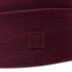 Czapka zimowa z wełny merino heavyweight. Czerwone czapki damskie Buff, na zimę, bez wzorów, z materiału. Za 169.90 zł.