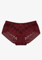 Bordowe Majtki Figi Ozdobione Kokardą i Koronką Pariste. Czerwone figi Renee, bez wzorów, z koronki. Za 4.99 zł.