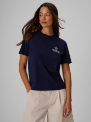 4F T-shirt relaxed z nadrukiem damski - granatowy XS. Niebieskie koszulki sportowe damskie 4F, xs, bez wzorów, z bawełny, bez ramiączek. Za 69.99 zł.