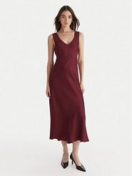 ViCOLO Sukienka koktajlowa TF0247 Bordowy Regular Fit. Czerwone sukienki damskie ViCOLO, bez wzorów, z wiskozy, wizytowe, bez ramiączek. Za 399.99 zł.