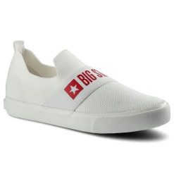 Tenisówki damskie Big Star, wsuwane na płaskiej podeszwie, białe, FF274219. Białe trampki damskie Big Star, bez wzorów, z jeansu, bez zapięcia. Za 99.00 zł.