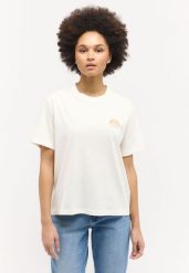 DAMSKA KOSZULKA MUSTANG T-shirty Floris Whisper White 1015169 2013. Białe bluzki damskie Mustang, m, bez wzorów, bez kołnierzyka, bez ramiączek. Za 89.99 zł.