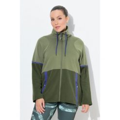 Damskie Bluza dresowa dwukolorowa stójka kieszenie z zamkiem błyskawicznym. Zielone bluzy damskie Ulla Popken, plus size, bez wzorów, z bawełny, bez kaptura. Za 279.99 zł.