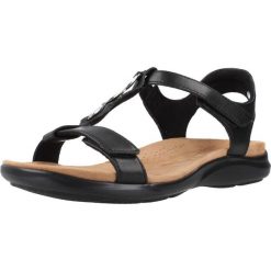 Sandały CLARKS 26185964C Czarny. Czarne sandały damskie Clarks, bez wzorów, ze skóry, bez obcasa, bez zapięcia. Za 426.99 zł.