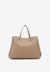 Beżowa Dwukomorowa Torebka Typu Shopper Ozdobiona Metalicznymi Aplikacjami Adorrive. Brązowe shopper bag Born2be, z aplikacjami, z jeansu, bez dodatków. Za 169.99 zł.