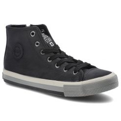 Czarne Sneakersy Big Star Damskie Wygodne Obuwie. Czarne obuwie sportowe damskie Big Star, na wiosnę, bez zapięcia. Za 99.99 zł.