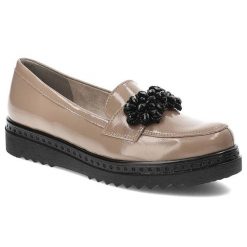 Beżowe Półbuty Armodo Skórzane Eleganckie Buty. Brązowe półbuty damskie Armodo, na jesień, bez wzorów, ze skóry, bez obcasa, bez zapięcia. Za 389.00 zł.
