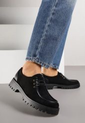 Czarne Półbuty Mokasyny w Stylu Boat Shoes ze Sznurowaniem Balmitar. Czarne mokasyny damskie Renee, z jeansu, bez obcasa. Za 119.99 zł.