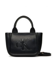Calvin Klein Torebka Bold Ck Small Tote With Strap LV04F3219G Czarny. Czarne torebki klasyczne damskie Calvin Klein, ze skóry, bez dodatków. Za 319.99 zł.