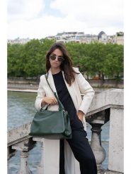 Maison héritage PARIS Skórzany shopper bag "Emerald" w kolorze ciemnozielonym - 42 x 28 x 22 cm rozmiar: onesize. Zielone shopper bag maison héritage PARIS, bez wzorów, z materiału, przez ramię, bez dodatków. Za 426.99 zł.