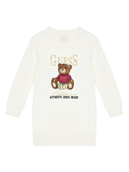 Guess Sukienka dzianinowa K5BK01 Z3GS0 Écru Regular Fit. Sukienki dziewczęce Guess, z aplikacjami, z dzianiny, bez ramiączek, proste. Za 139.99 zł.