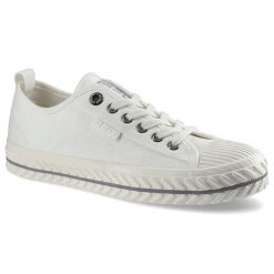 Trampki damskie Big Star, sznurowany fason cholewka tekstylna płócienna niska cholewka przed kostkę gumowy prążkowany nosek ochronny płaska elastyczn. Białe trampki damskie Big Star, bez wzorów, z gumy, przed kostkę, bez zapięcia. Za 89.99 zł.